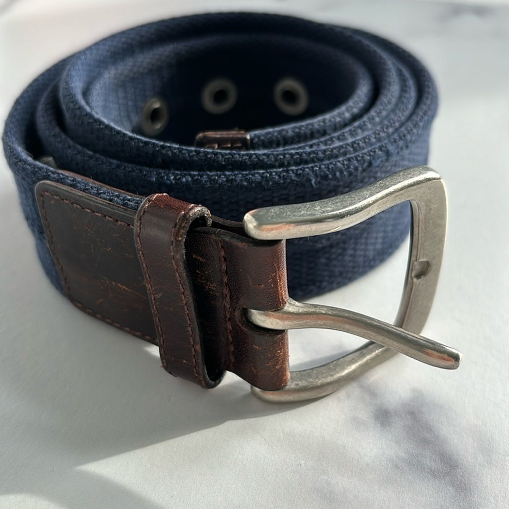 Perry Ellis Portfolio Navy Blue Fabric Belt Size 38